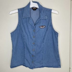 Harley-Davidson Jean Vest-Women’s Size Large- Sleeveless Top